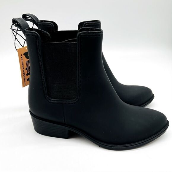 NWT Jeffrey Campbell PLAY Black Matte Rubber Ankle Boots Size 7 - Picture 2 of 10